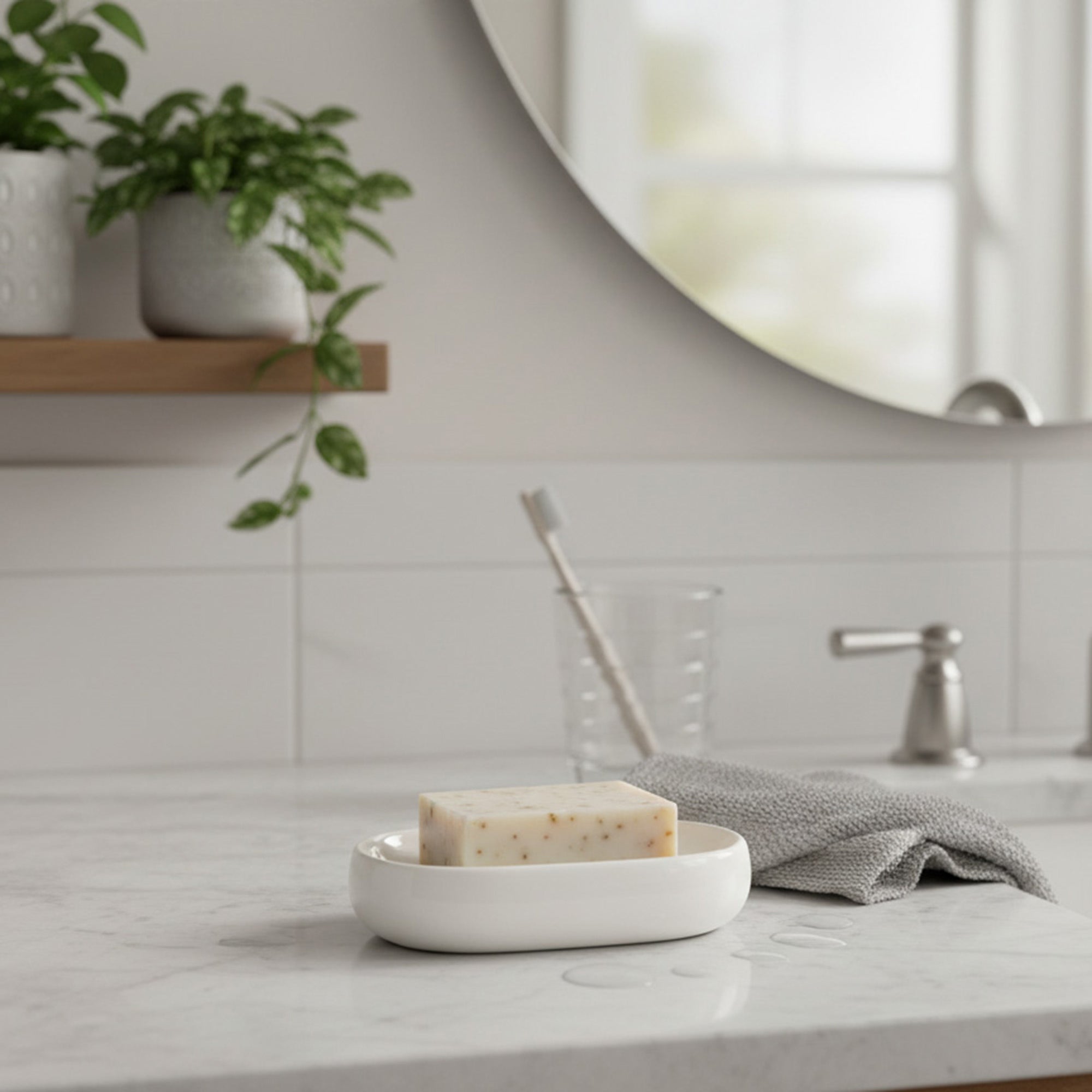 Clean and Classic White Ceramic Soap Dish - Set of 2