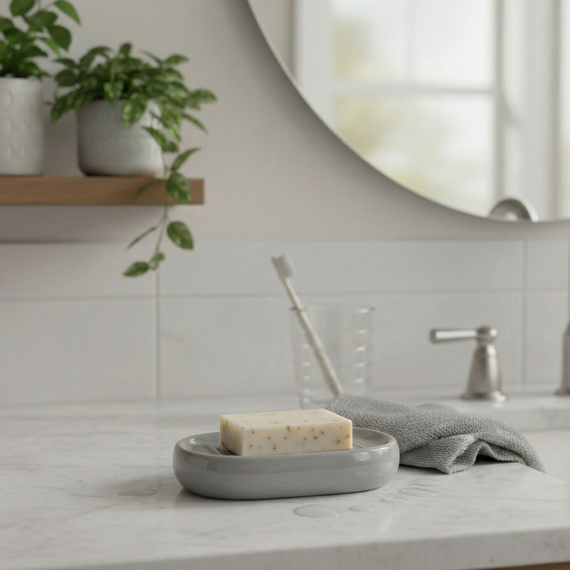 Trendy Grey Ceramic Soap Dish That Fits Any Bathroom - Set of 2