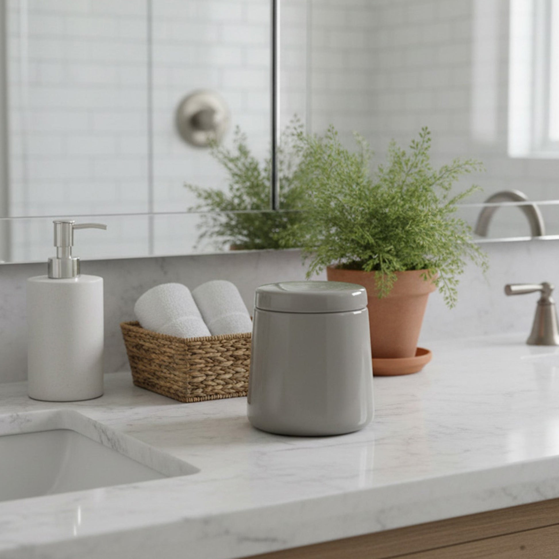 Handy Grey Ceramic Canister for All Your Storage Needs - Set of 2
