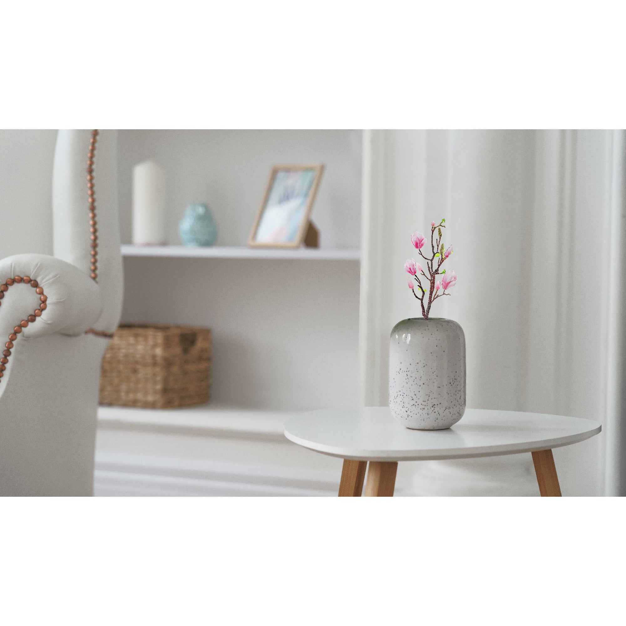 Magnolia Large Spray Pink, Artificial Flower Arrangement, Decorative Wall Accent