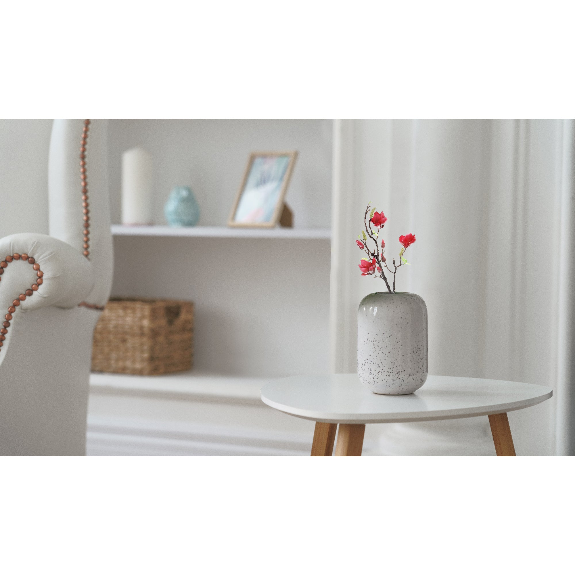 Magnolia Large Spray Red, Artificial Flower Arrangement, Decorative Home Accent