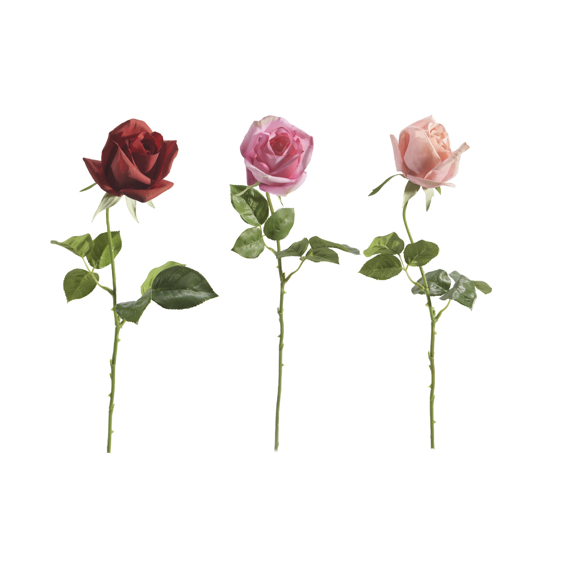 Assorted Real Touch Artificial Single Rose with Long Stem - Set of 6