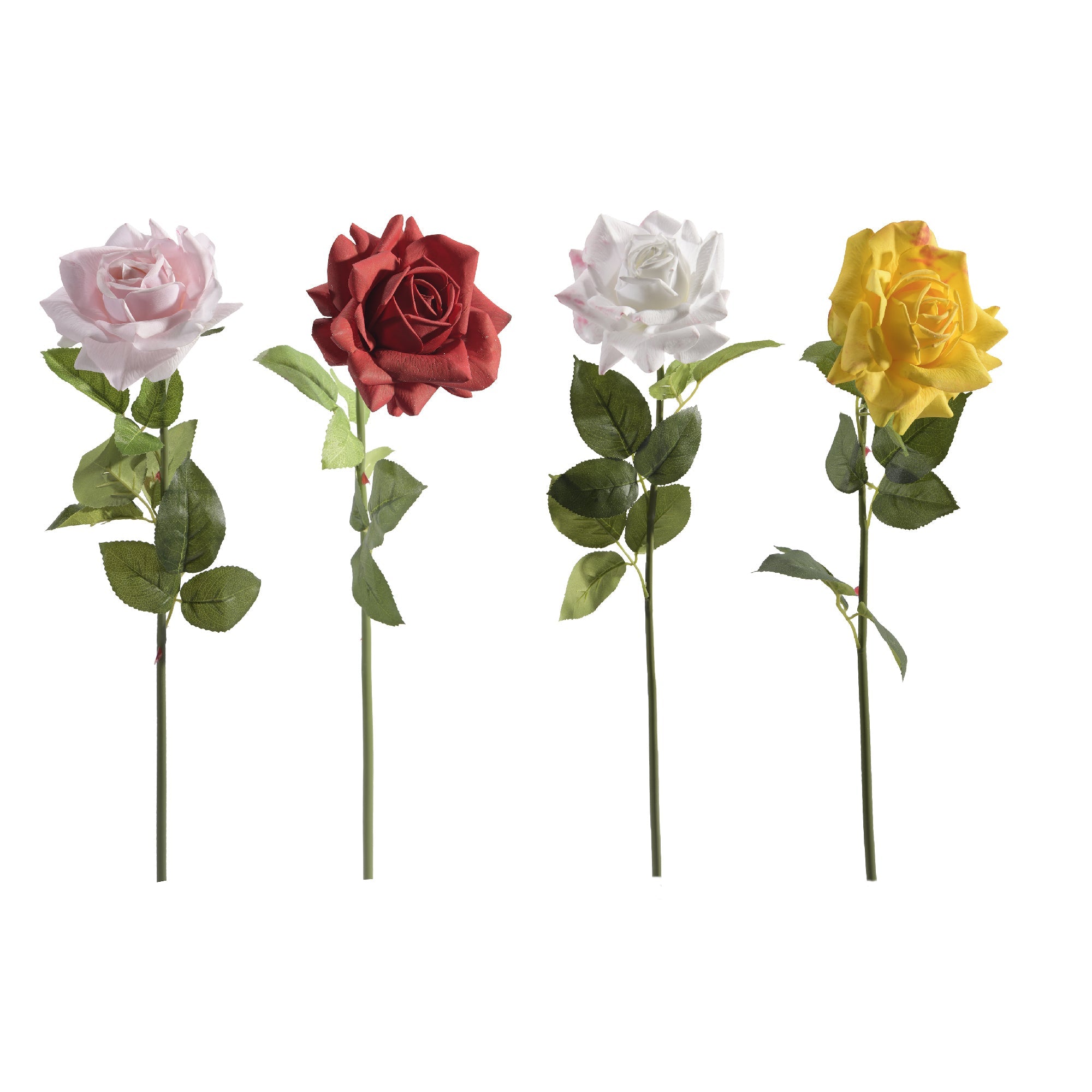 Assorted Real Touch Artificial Open Rose with Long Stem - Set of 8