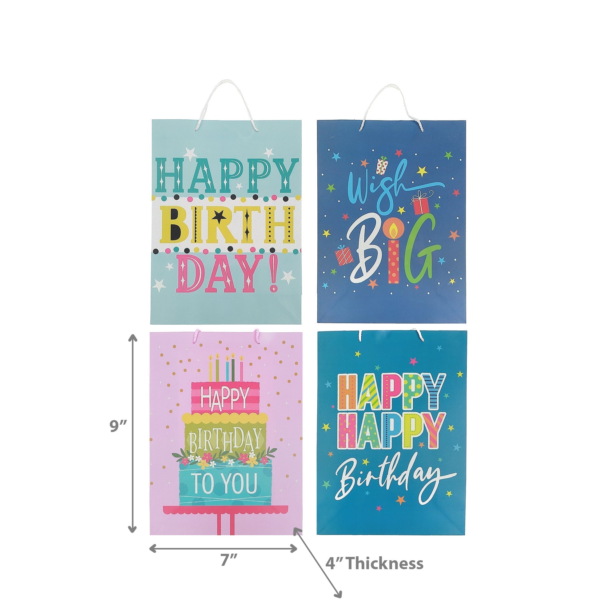 Maison Concepts Gift Bags Birthday Party Assorted Medium - Set of 12