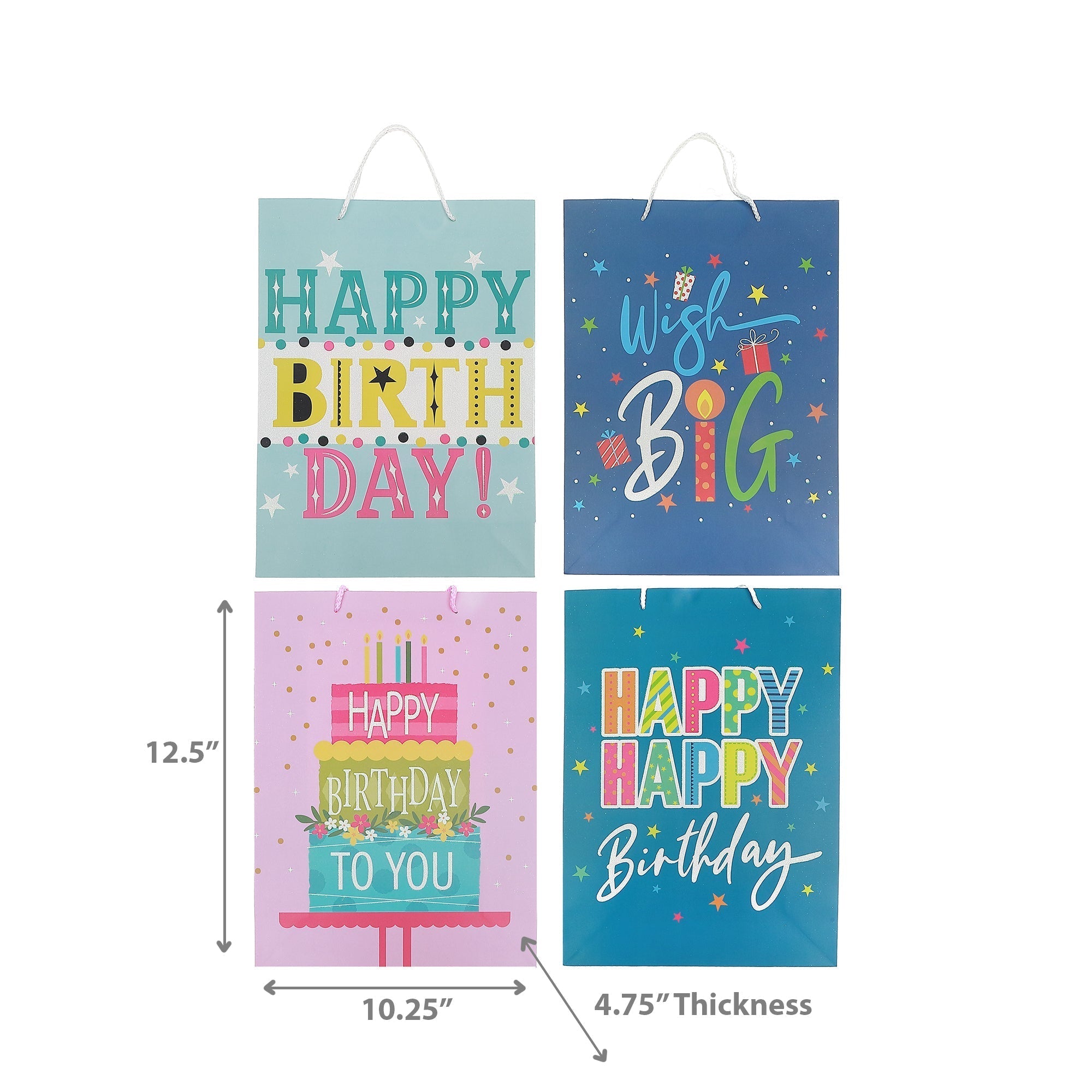 Maison Concepts Gift Bags Birthday Party Assorted Large - Set of 12