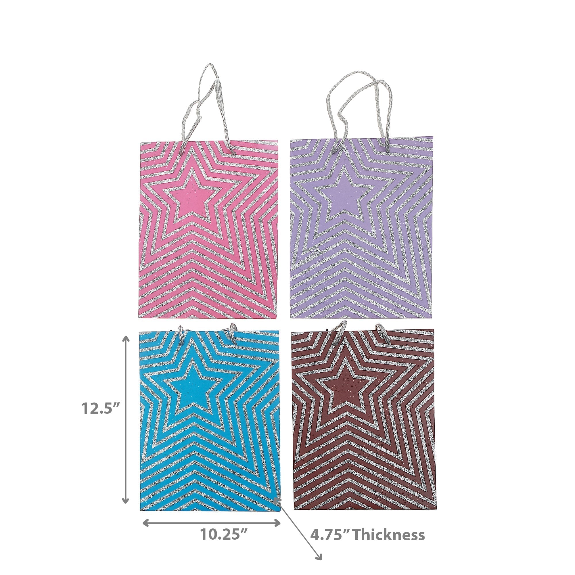 Gift Bags Star Design Assorted, Decorative Gift Wrap Bags