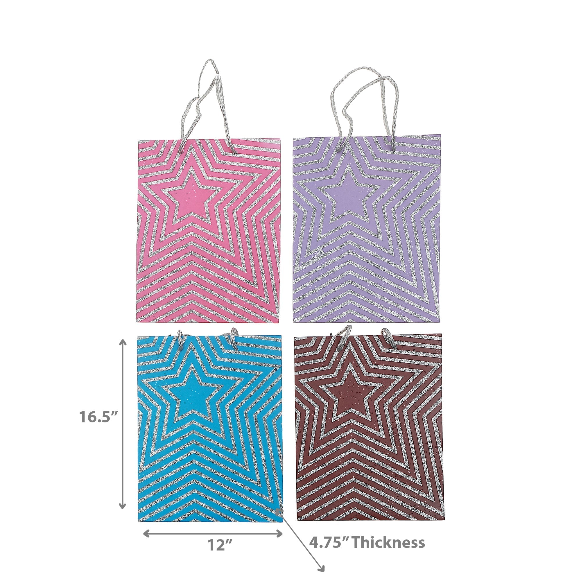 Gift Bags Stars Design Assorted, Party Gift Packaging, Celebration Present Bags