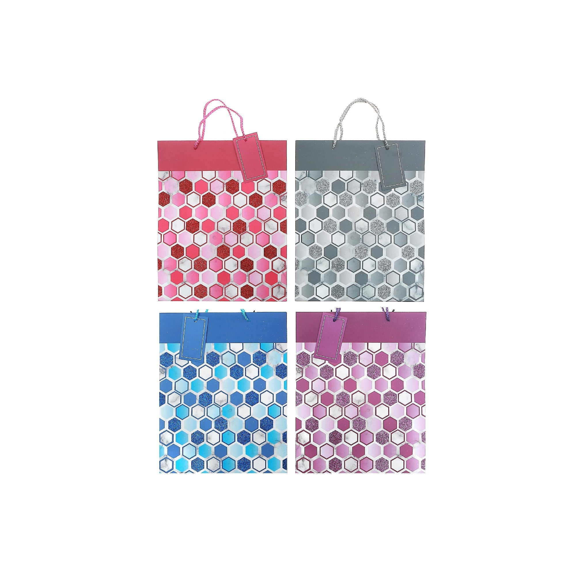 Maison Concepts Gift Bags Glitter Assorted Large - Set of 12
