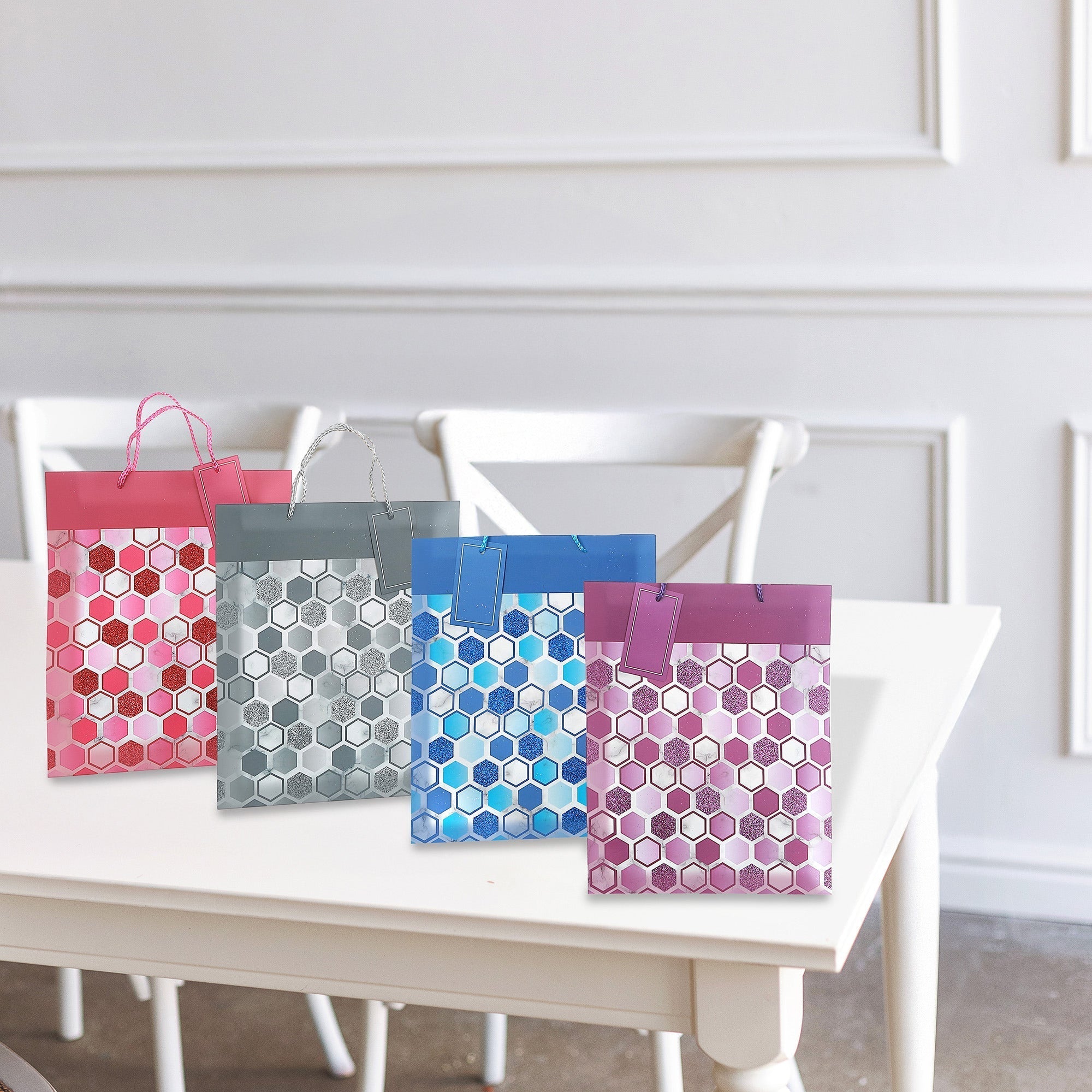 Gift Bags Glitter Design Assorted, Sparkle Gift Packaging, Party Present Bags