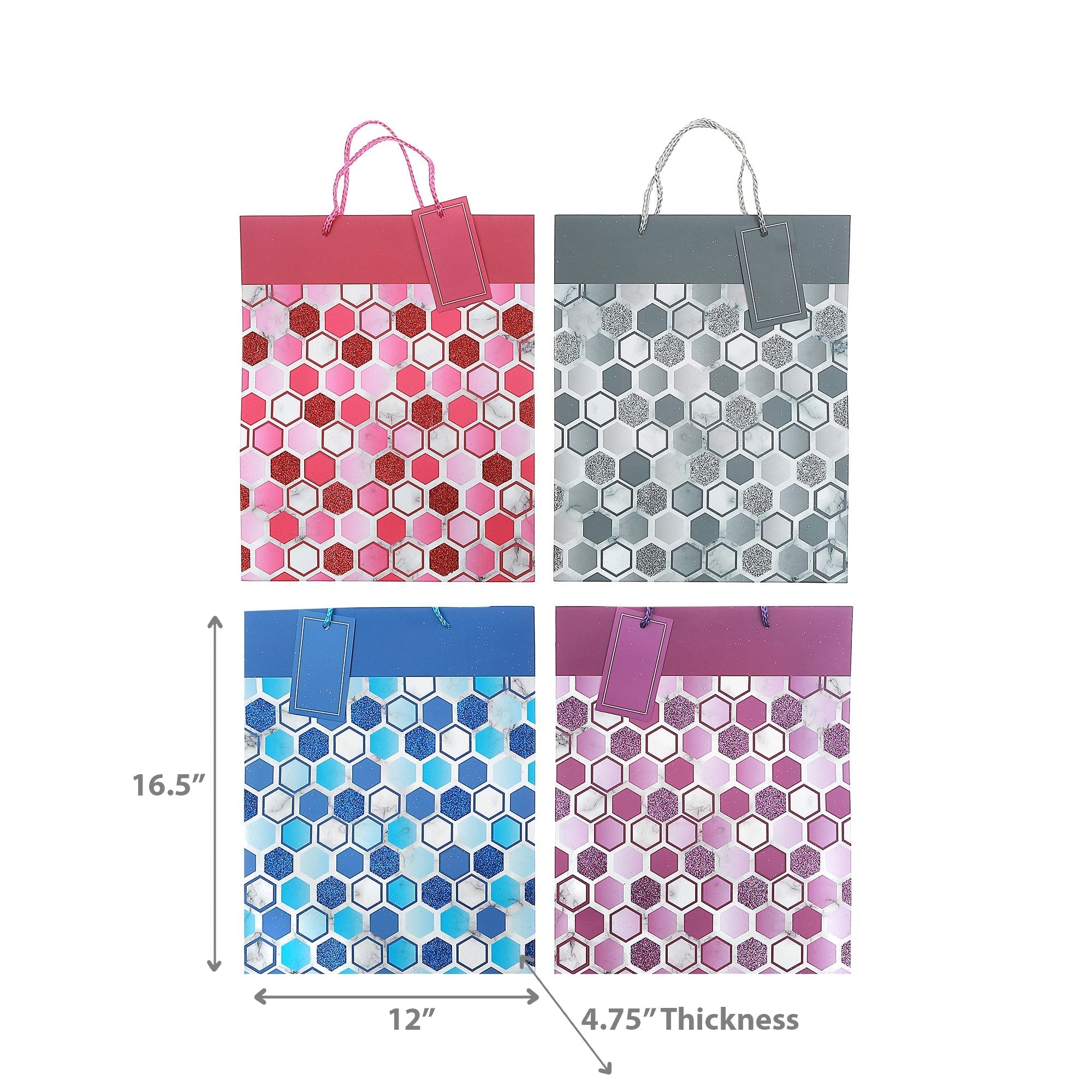 Gift Bags Glitter Design Assorted, Sparkle Gift Packaging, Party Present Bags
