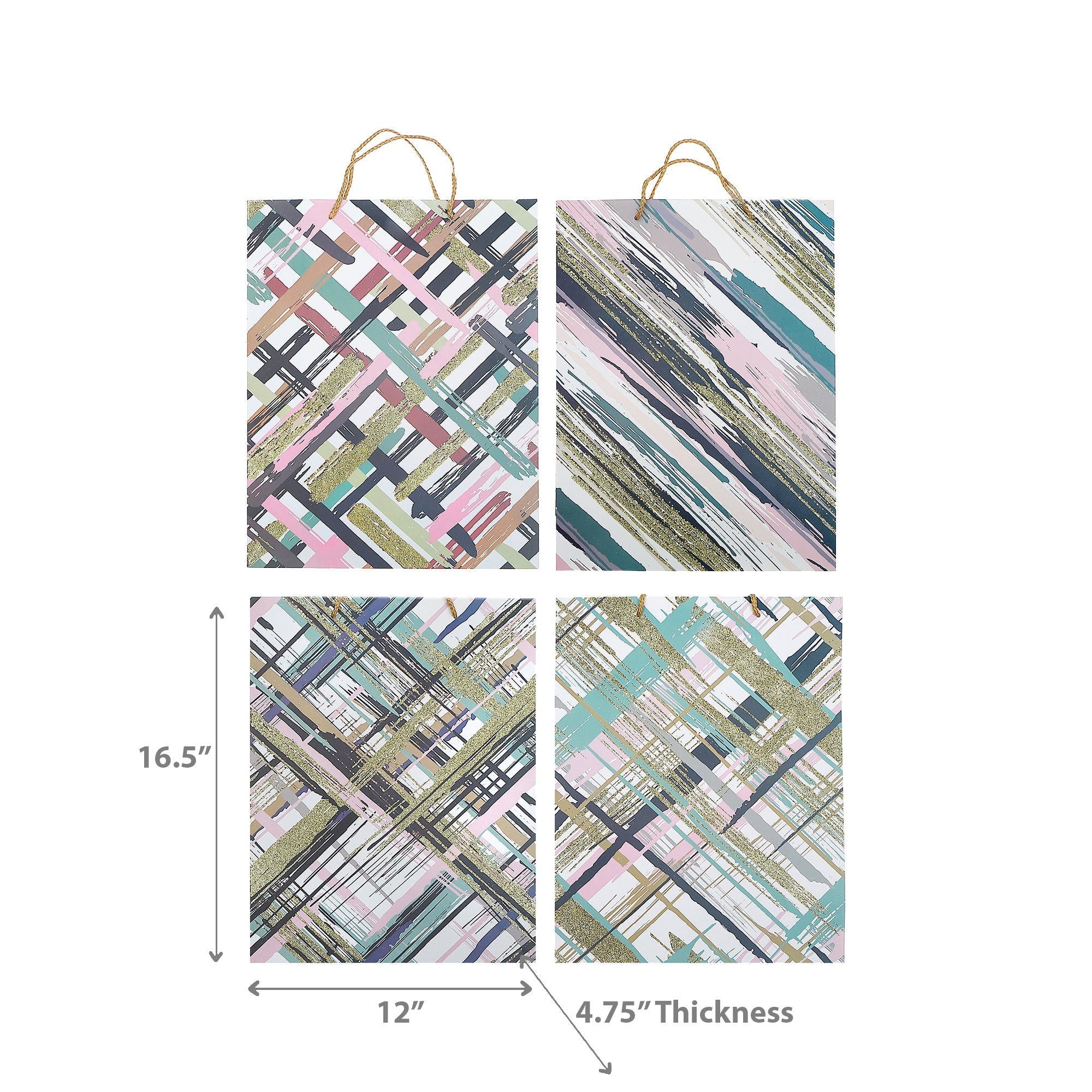 Gift Bags Abstract Design Assorted, Modern Art Gift Packaging, Party Bags