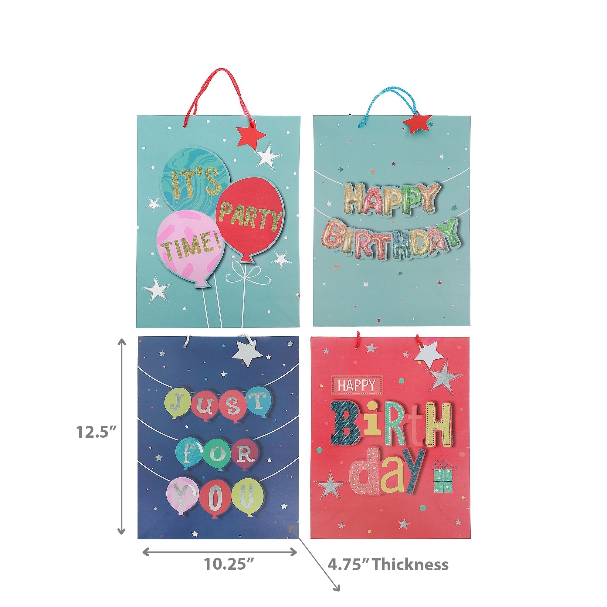 Maison Concepts Gift Bags Happy Birthday Assorted Large - Set of 12