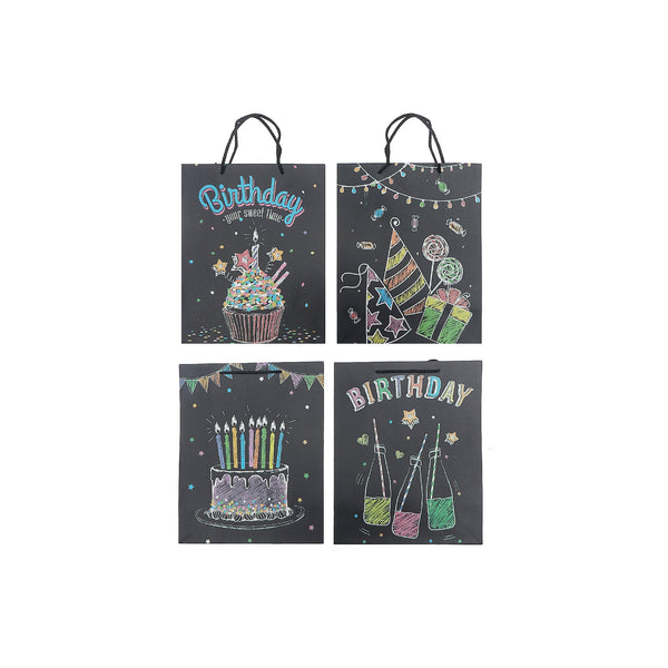 Gift Bags (Glitter Happy Birthday) (Asstd)