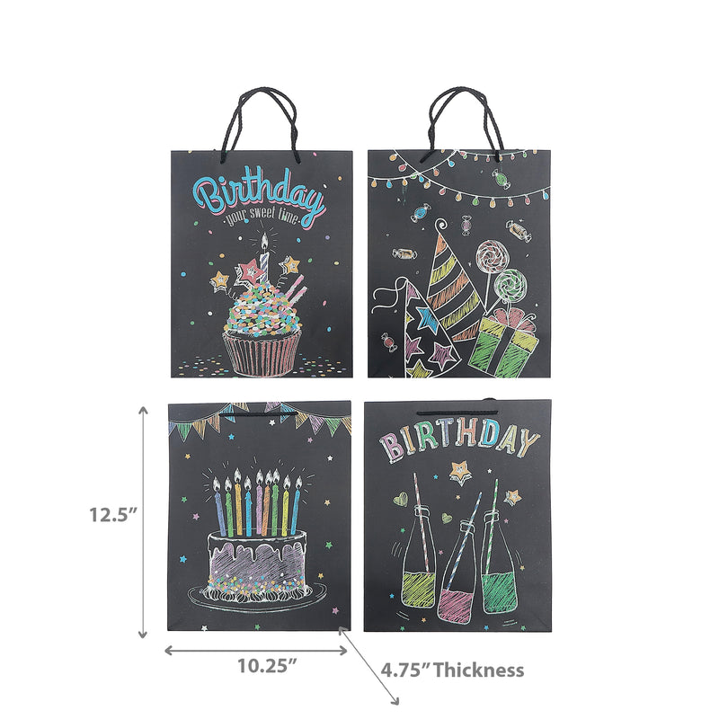Gift Bags (Glitter Happy Birthday) (Asstd)