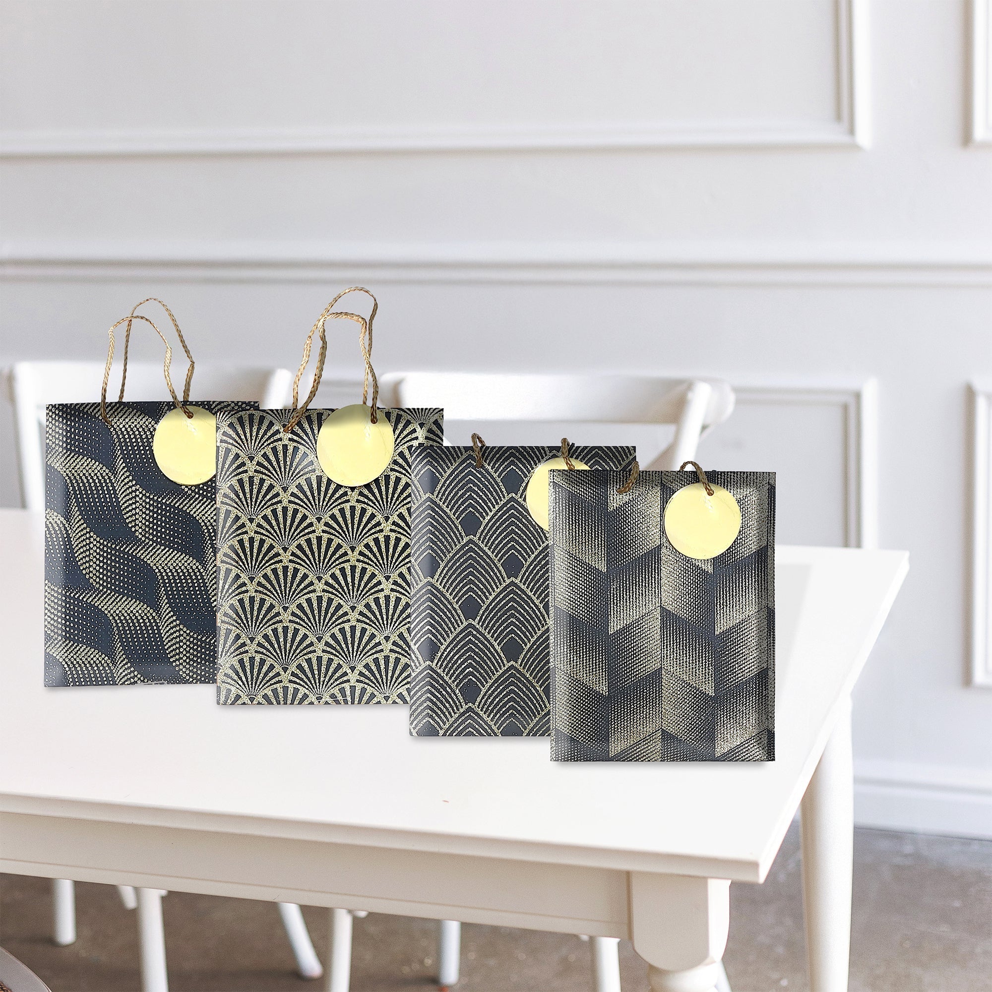 Maison Concepts Gift Bags Dark Shiny Assorted Medium - Set of 12