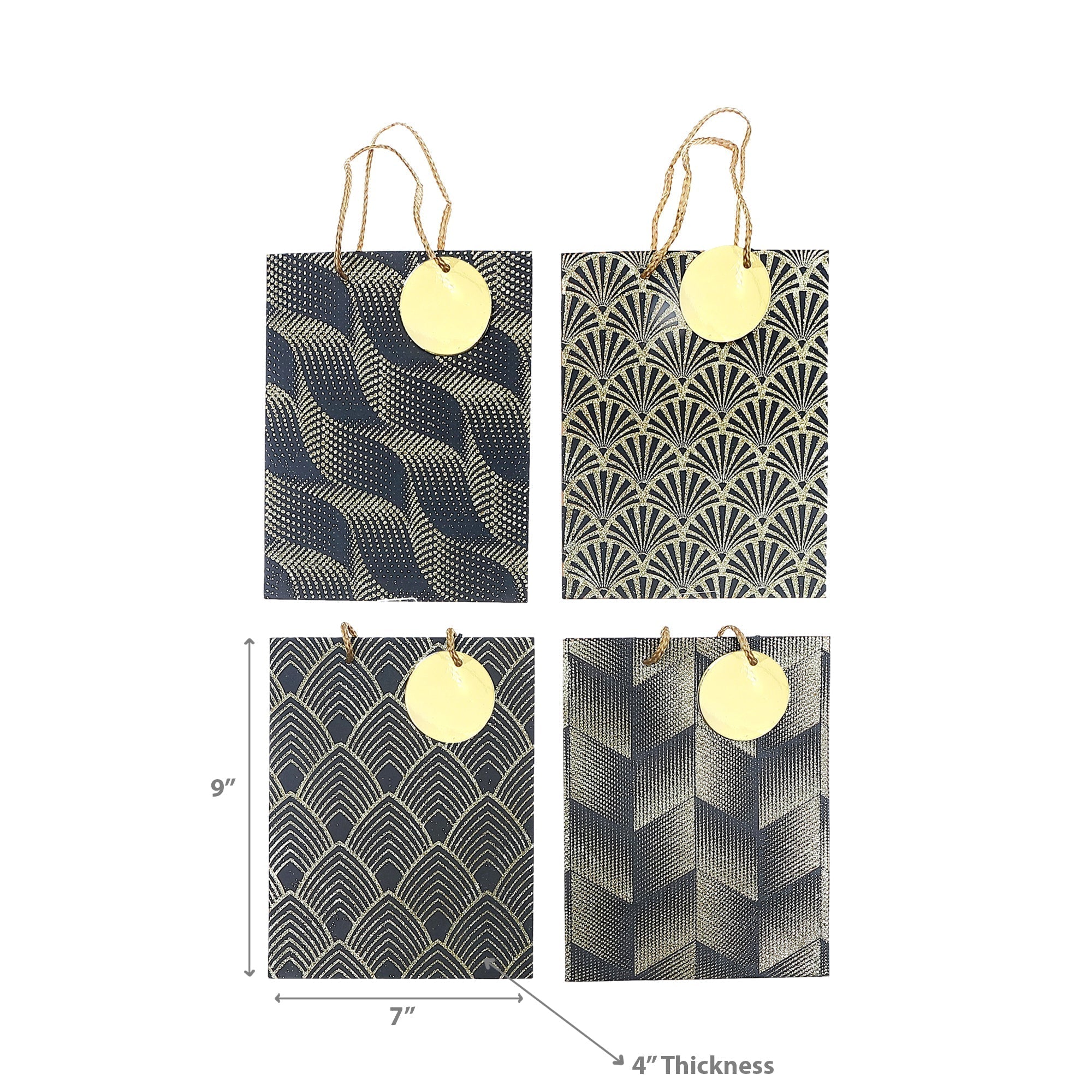 Maison Concepts Gift Bags Dark Shiny Assorted Medium - Set of 12