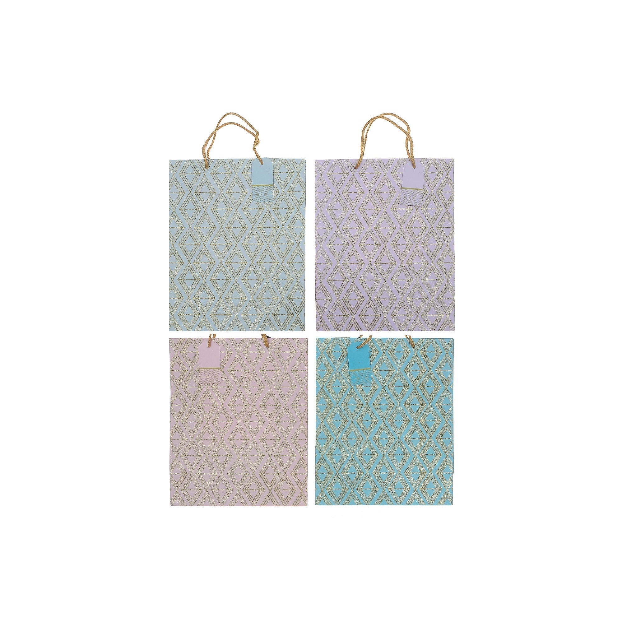 Maison Concepts Gift Bags Diamond Pattern Assorted Large - Set of 12