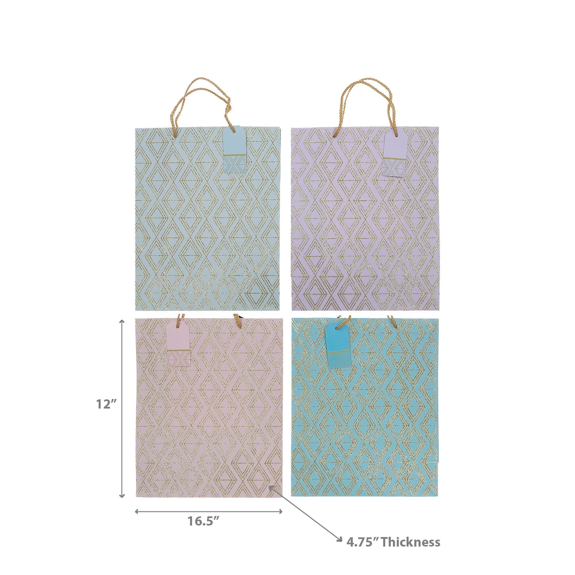 Gift Bags Diamond Pattern Assorted, Decorative Gift Packaging, Party Present Bags