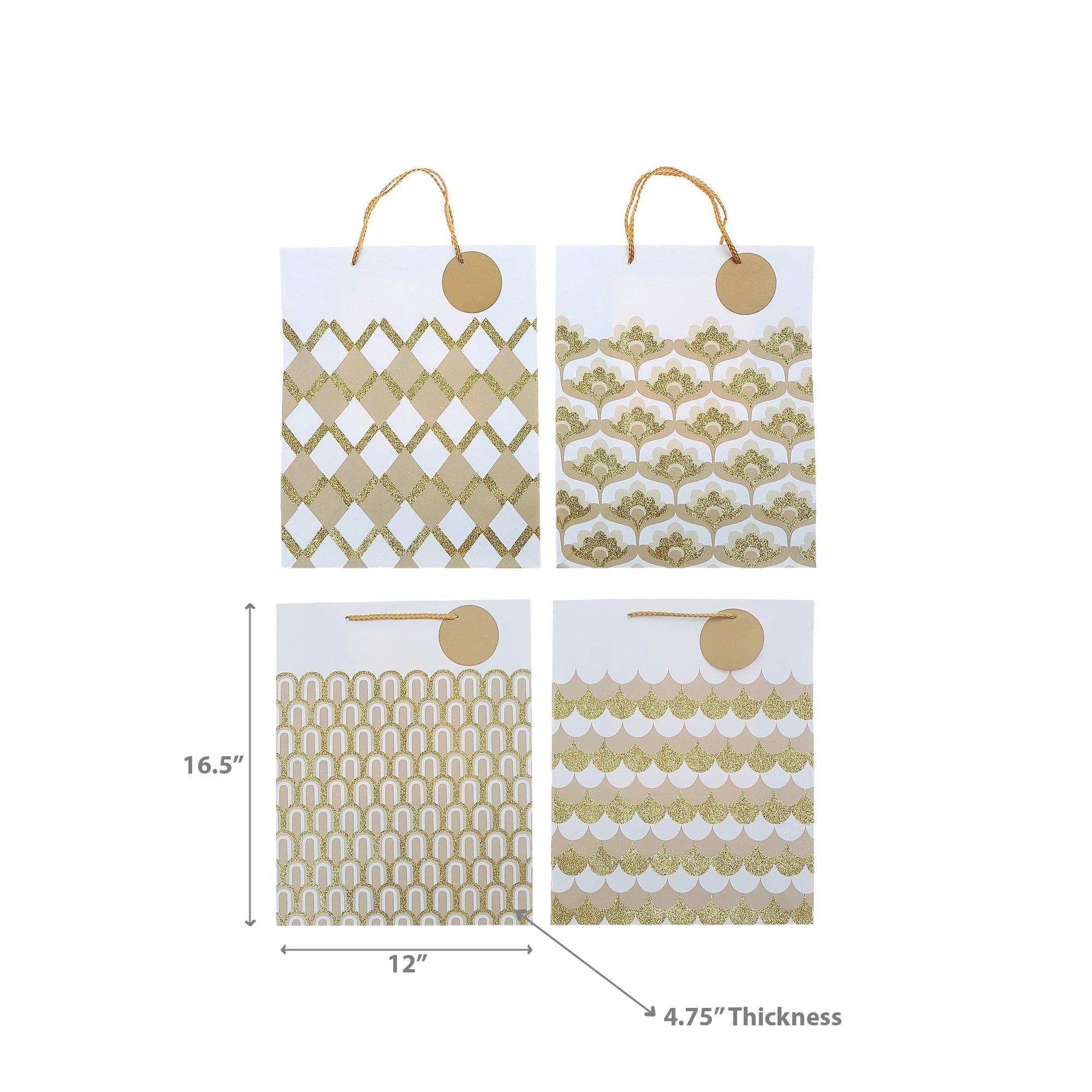 Gift Bags Gold Design Assorted, Decorative Gift Packaging, Party Present Bags