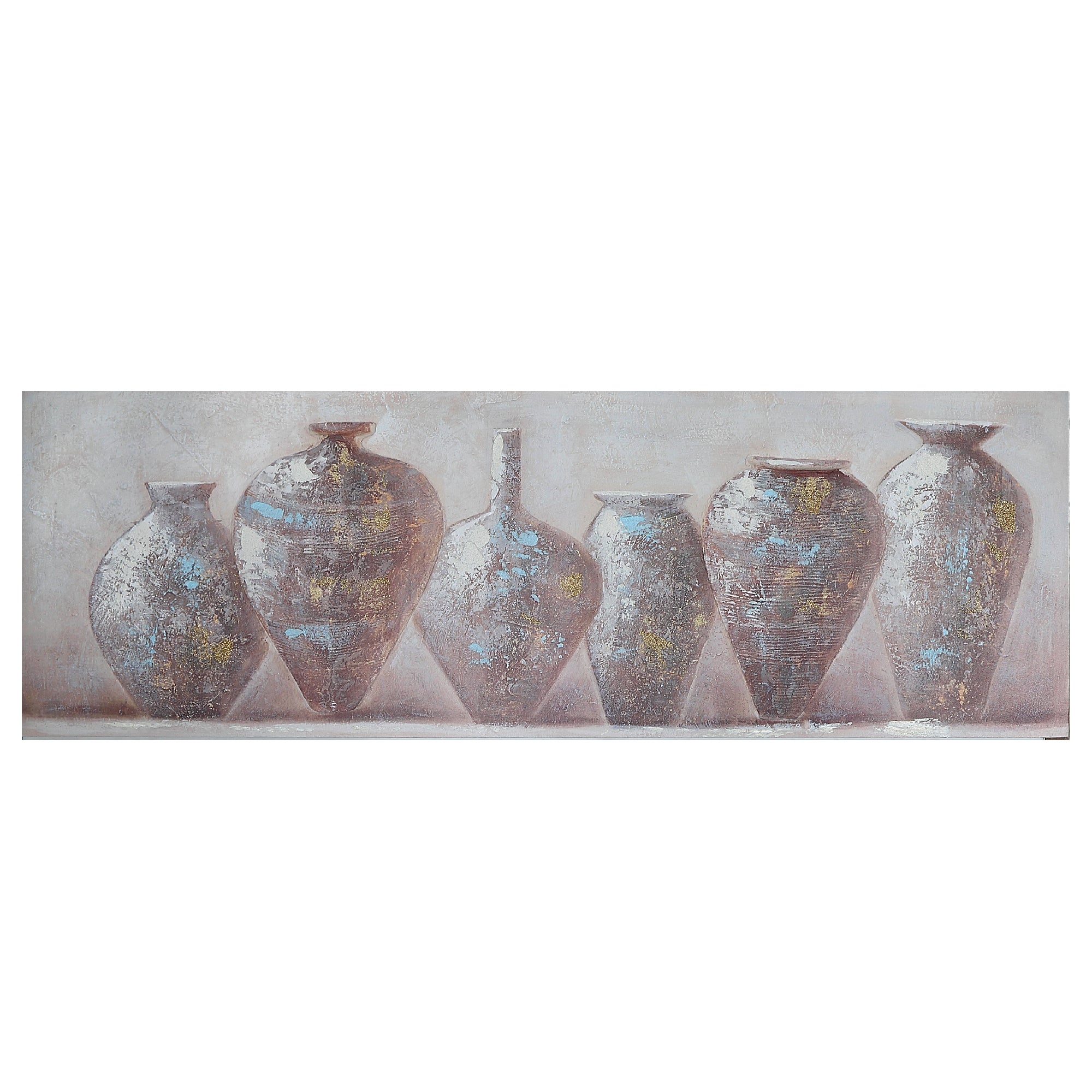 Hand Painted Canvas Wall Art Clay Pottery Decorative Artwork - Set of 2