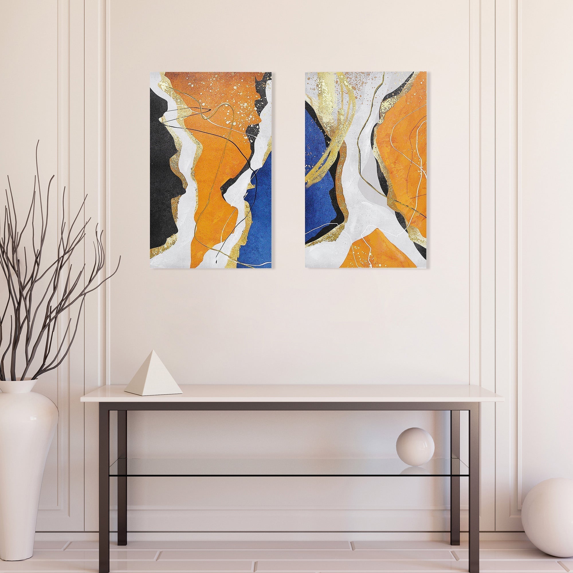 Hand Painted Canvas Wall Art Canary Set Of 2, Modern Wall Decor, Farmhouse Home Accent