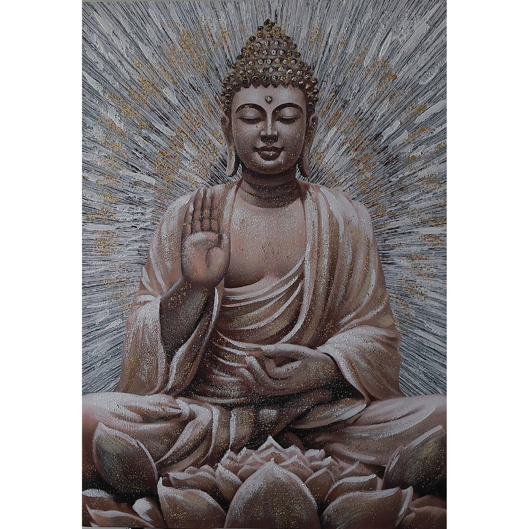 Hand Painted Wall Art Featuring Buddha Design Assorted - Set of 2, Spiritual Wall Decor, Meditation Room Accent, Zen Home Decoration