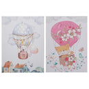 Hand Painted Wall Art Animal With Hot Air Balloon Assorted - Set of 2