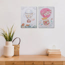 Hand Painted Wall Art Animal With Hot Air Balloon Assorted - Set of 2