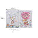 Hand Painted Wall Art Animal With Hot Air Balloon Assorted - Set of 2