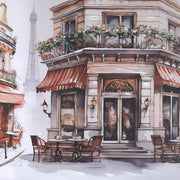 Hand Painted Wall Art with Cafe Bistro Scene Assorted - Set of 2, European Inspired Wall Decor, Home Kitchen or Dining Room Accent