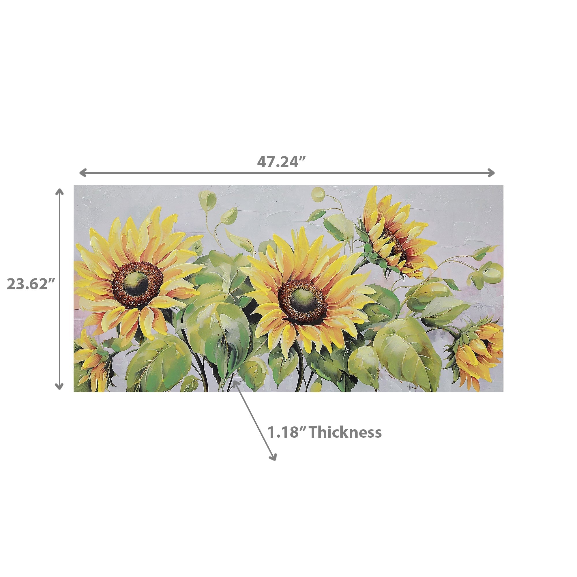 Hand Painted Wall Art with Blooming Sunflowers Design Assorted, Floral Wall Decor, Bright Home Accent, Nature Inspired Artwork
