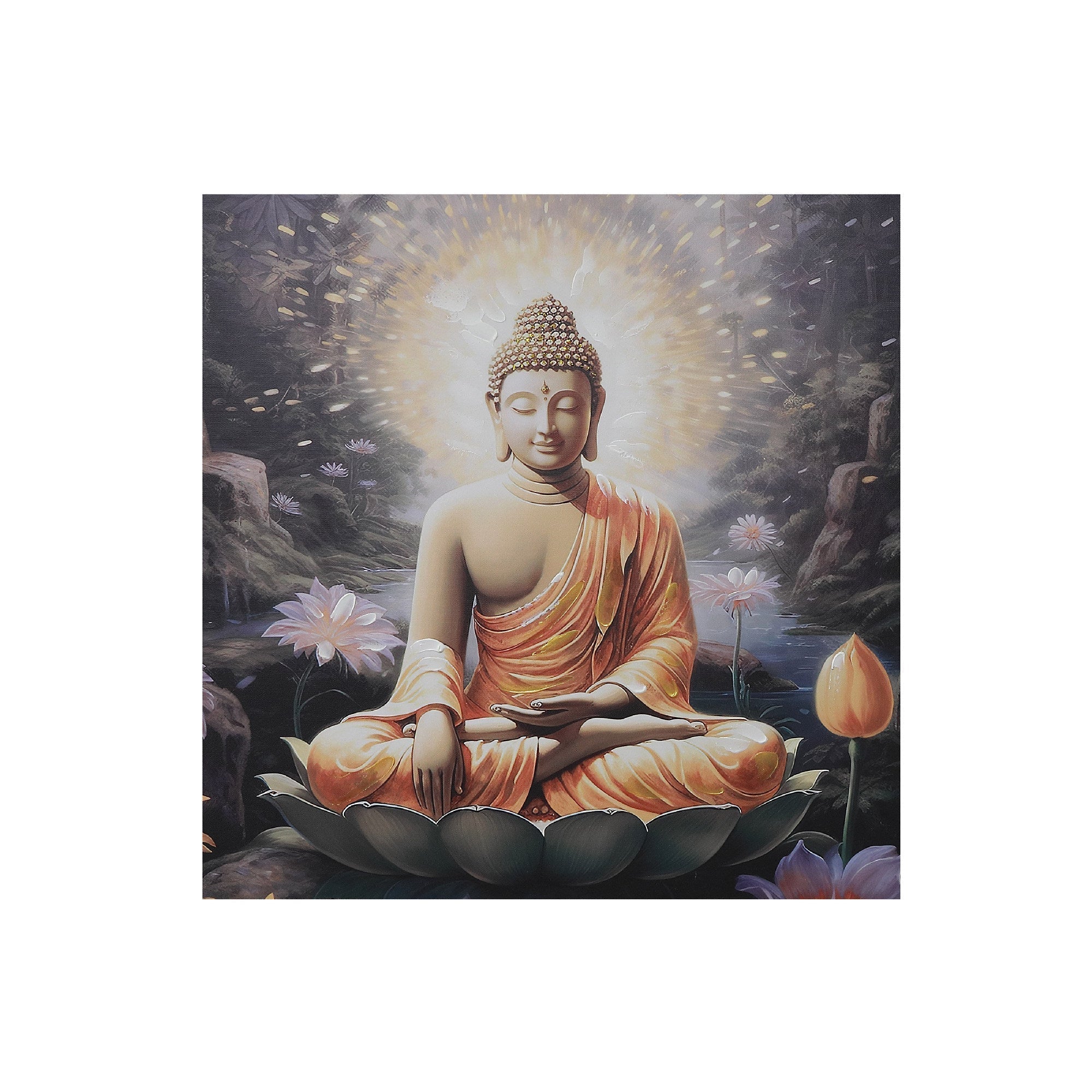Hand Painted Wall Art with Meditating Buddha Design Assorted - Set of 2, Zen Wall Decor, Spiritual Home Accent, Meditation Room Artwork