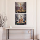 Hand Painted Wall Art Meditating Buddha Assorted - Set of 2