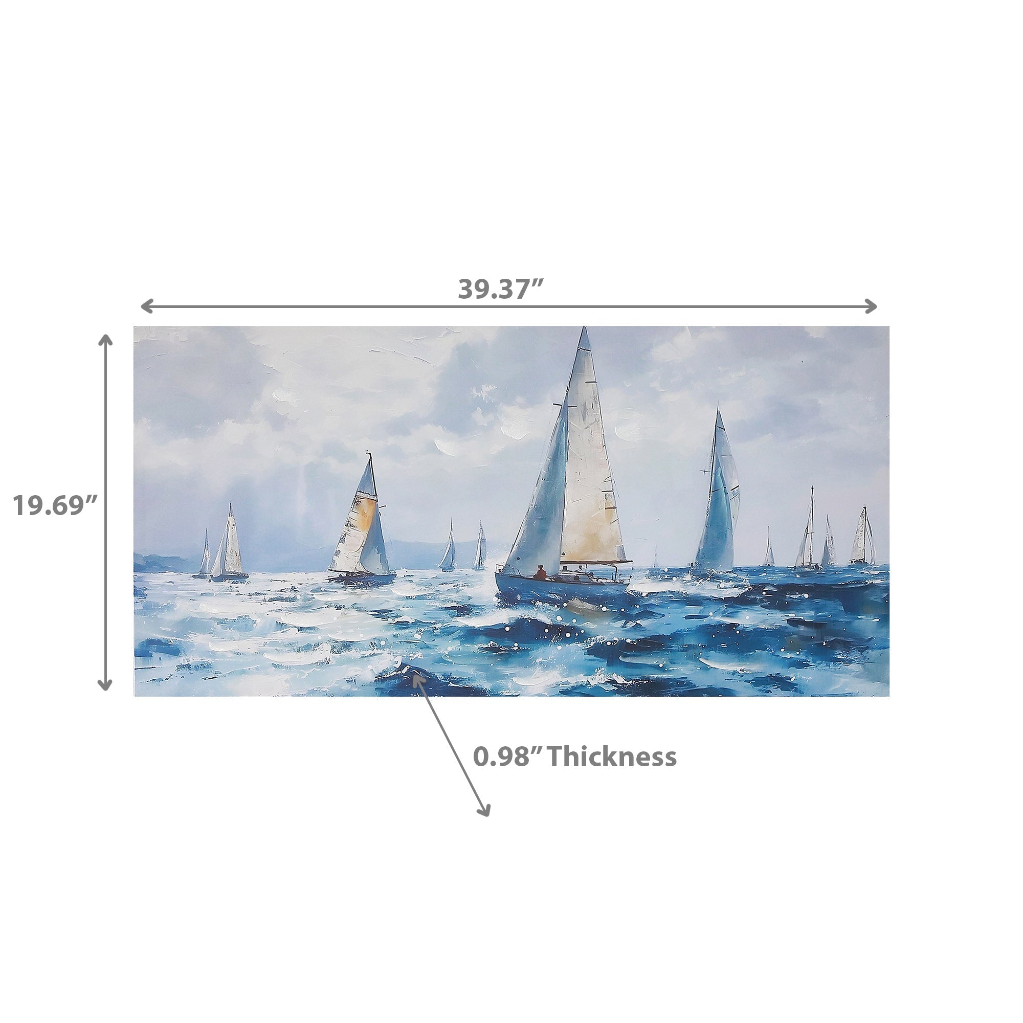 Hand Painted Wall Art Featuring Sail Boat on Sea Assorted, Nautical Wall Decor, Coastal Home Accent, Ocean Inspired Artwork