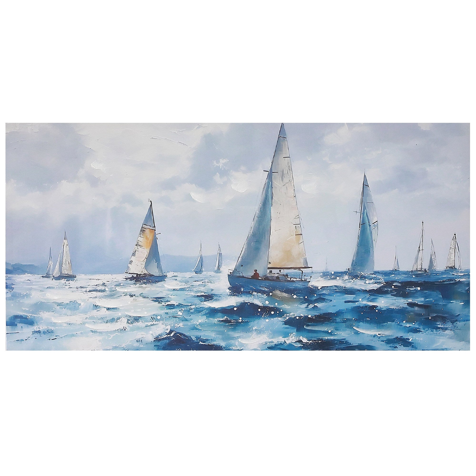 Hand Painted Wall Art Featuring Sail Boat on Sea Assorted, Nautical Wall Decor, Coastal Home Accent, Ocean Inspired Artwork