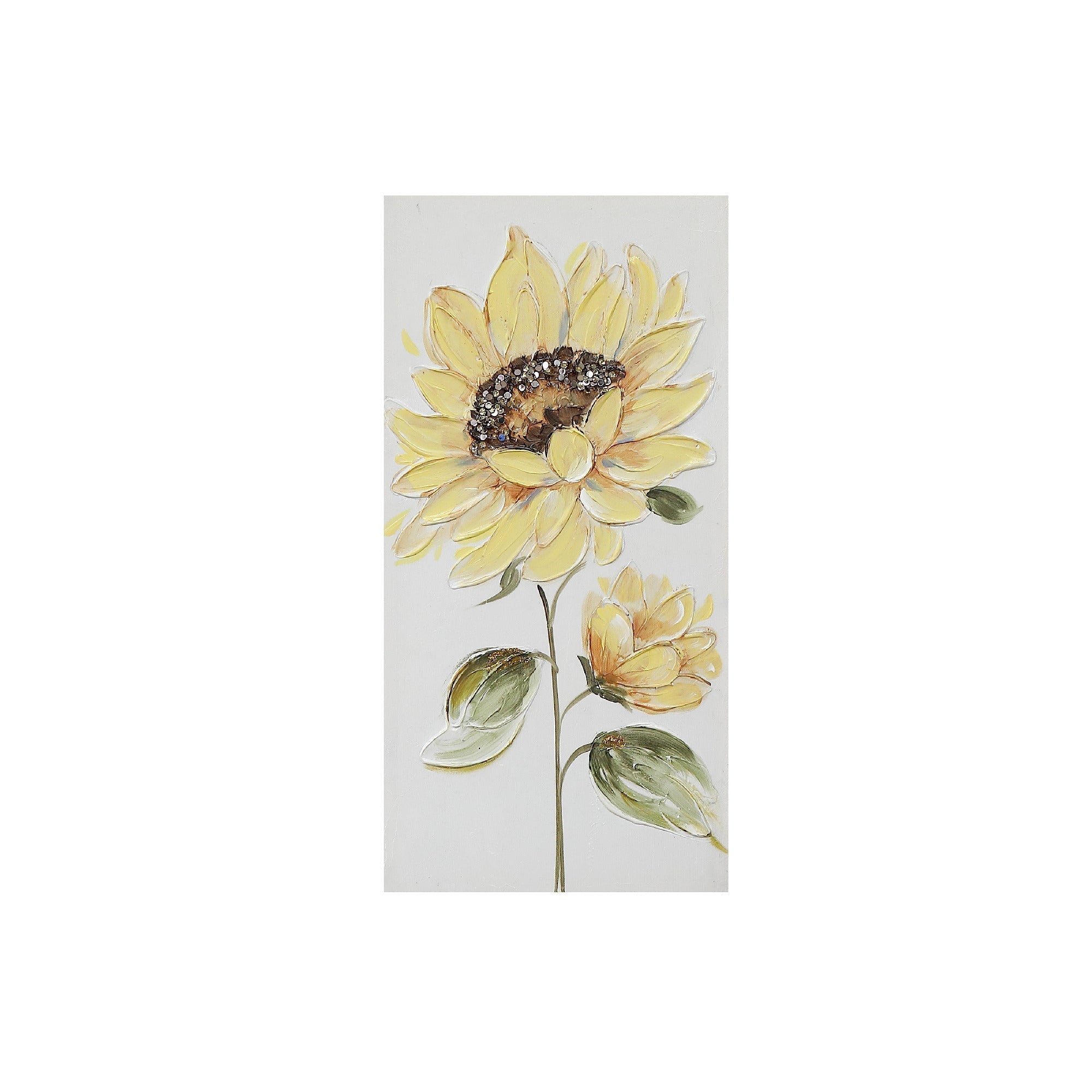 Hand Painted Wall Art with Sunflower Design Assorted - Set of 2, Nature Inspired Wall Decor, Bright Floral Canvas Artwork, Home Accent