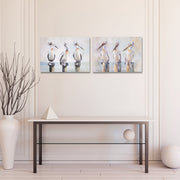 Hand-Painted Canvas Wall Art Featuring Pelicans on Post - Set of 2