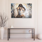 Hand-Painted Canvas Wall Art Featuring Holy Family