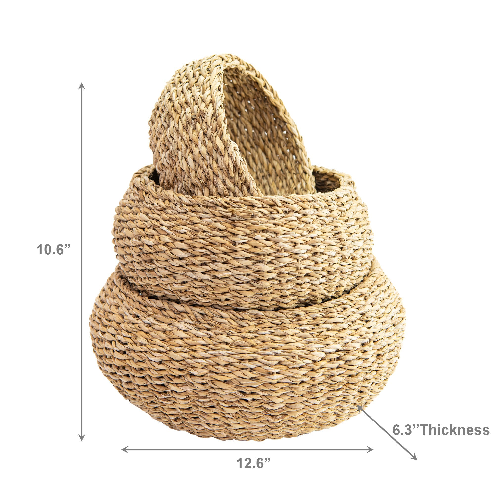 Set of 3 Natural Round Sea Grass Baskets