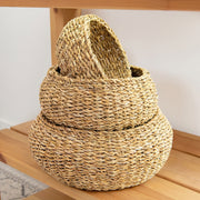 Set of 3 Natural Round Sea Grass Baskets