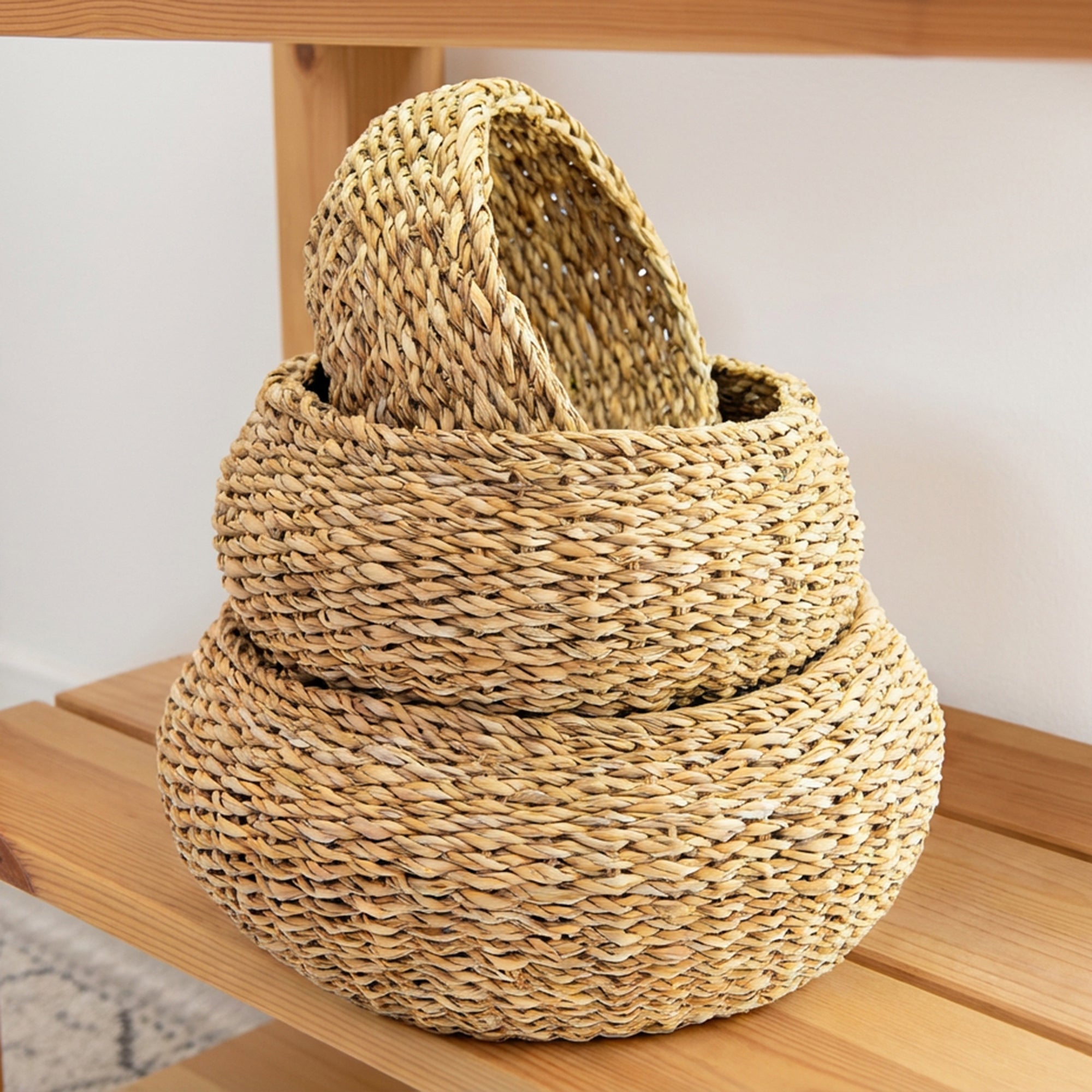 Set of 3 Natural Round Sea Grass Baskets