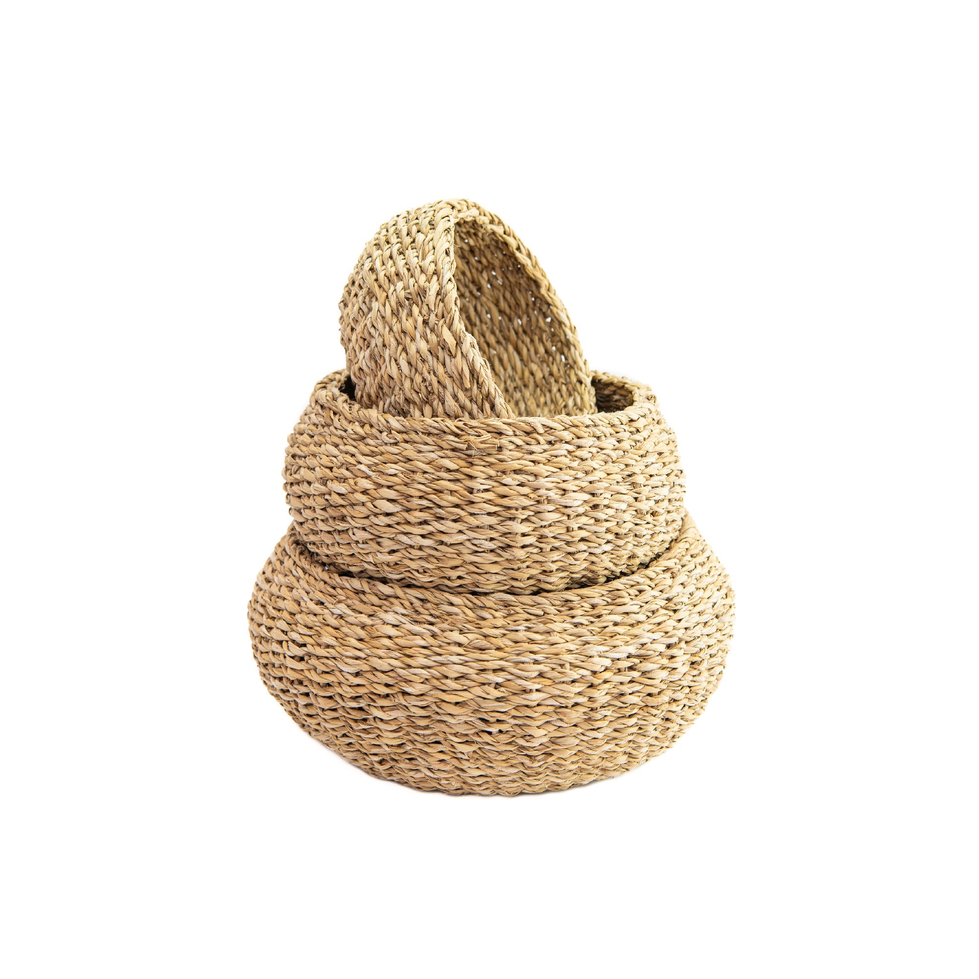 Set of 3 Natural Round Sea Grass Baskets