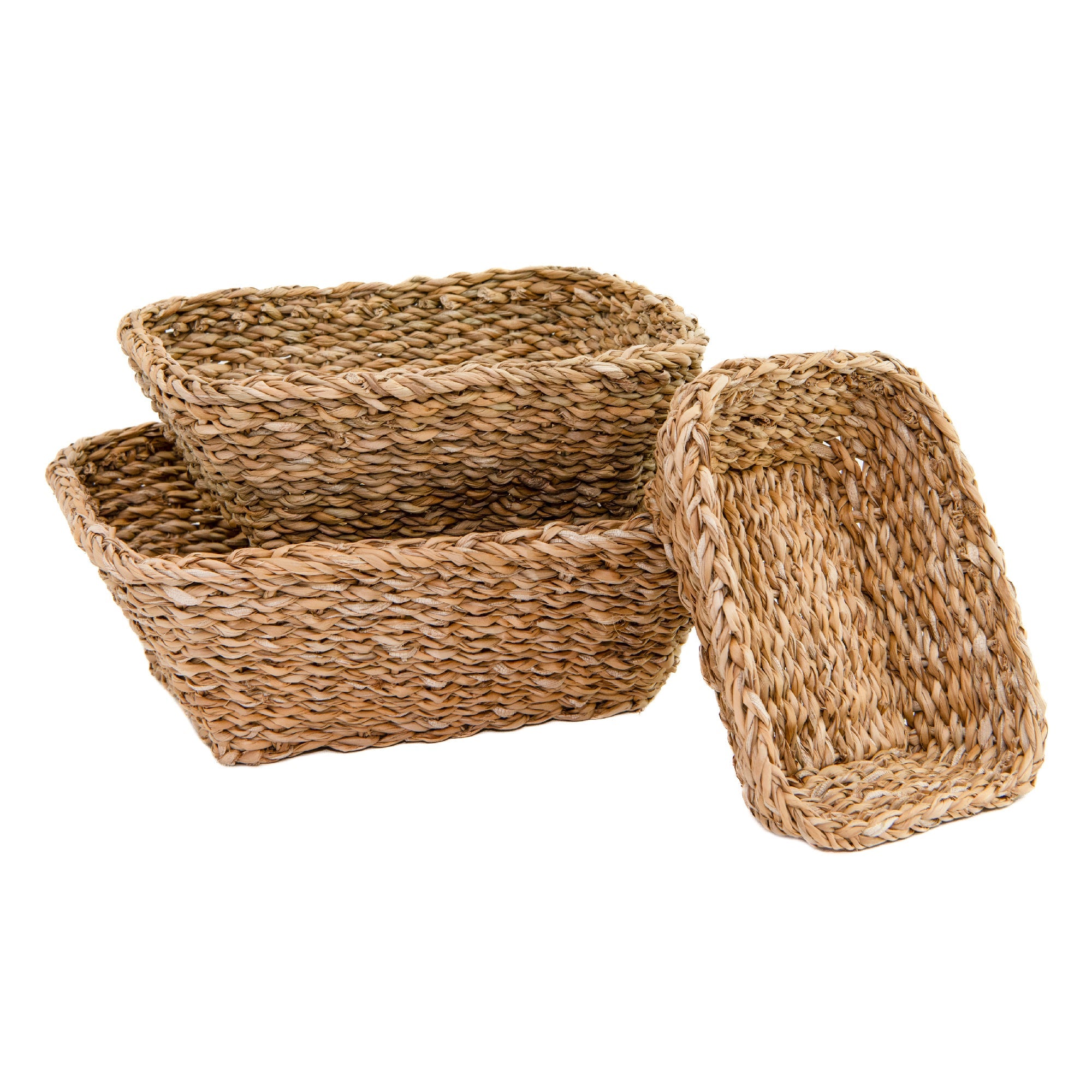 Set of 3 Natural Rectangular Seagrass Baskets