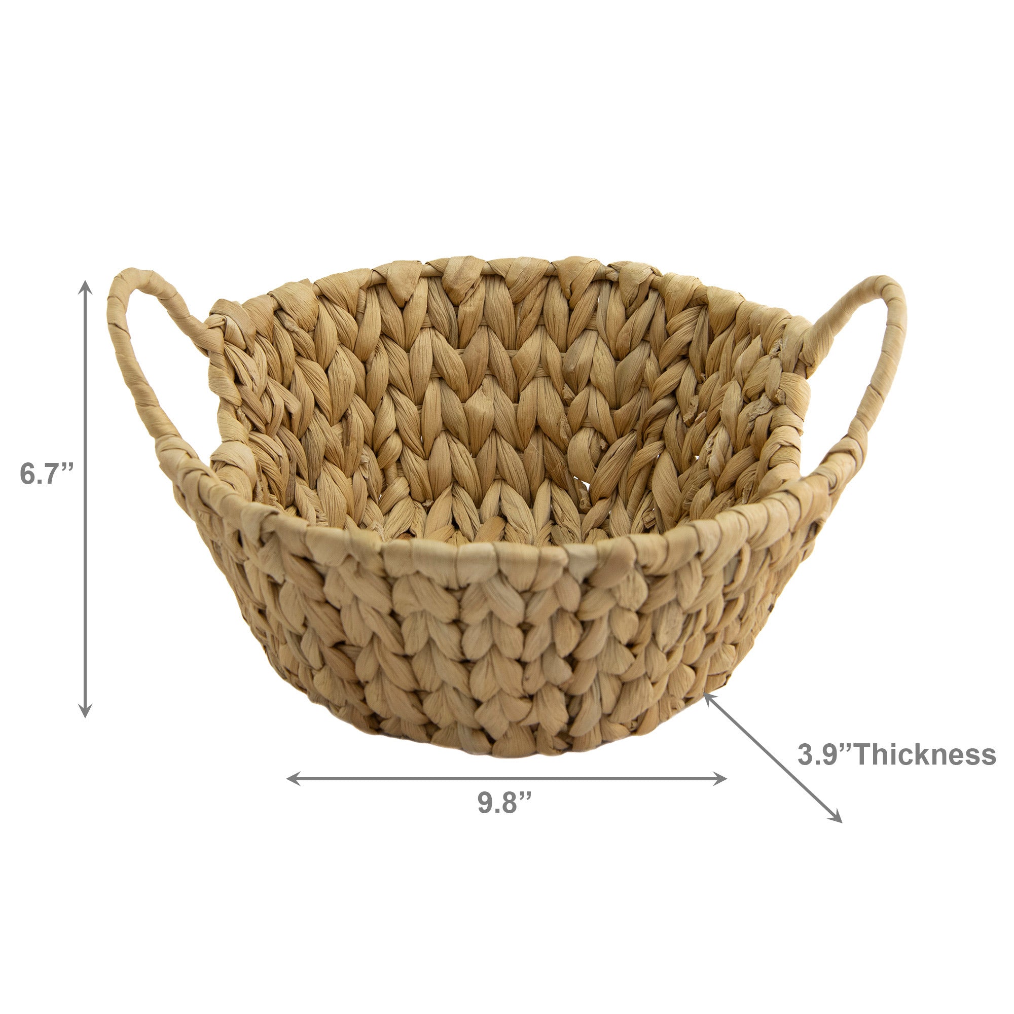 Natural Round Water Hyacinth Basket Featuring Sturdy Iron Frame for Added Support