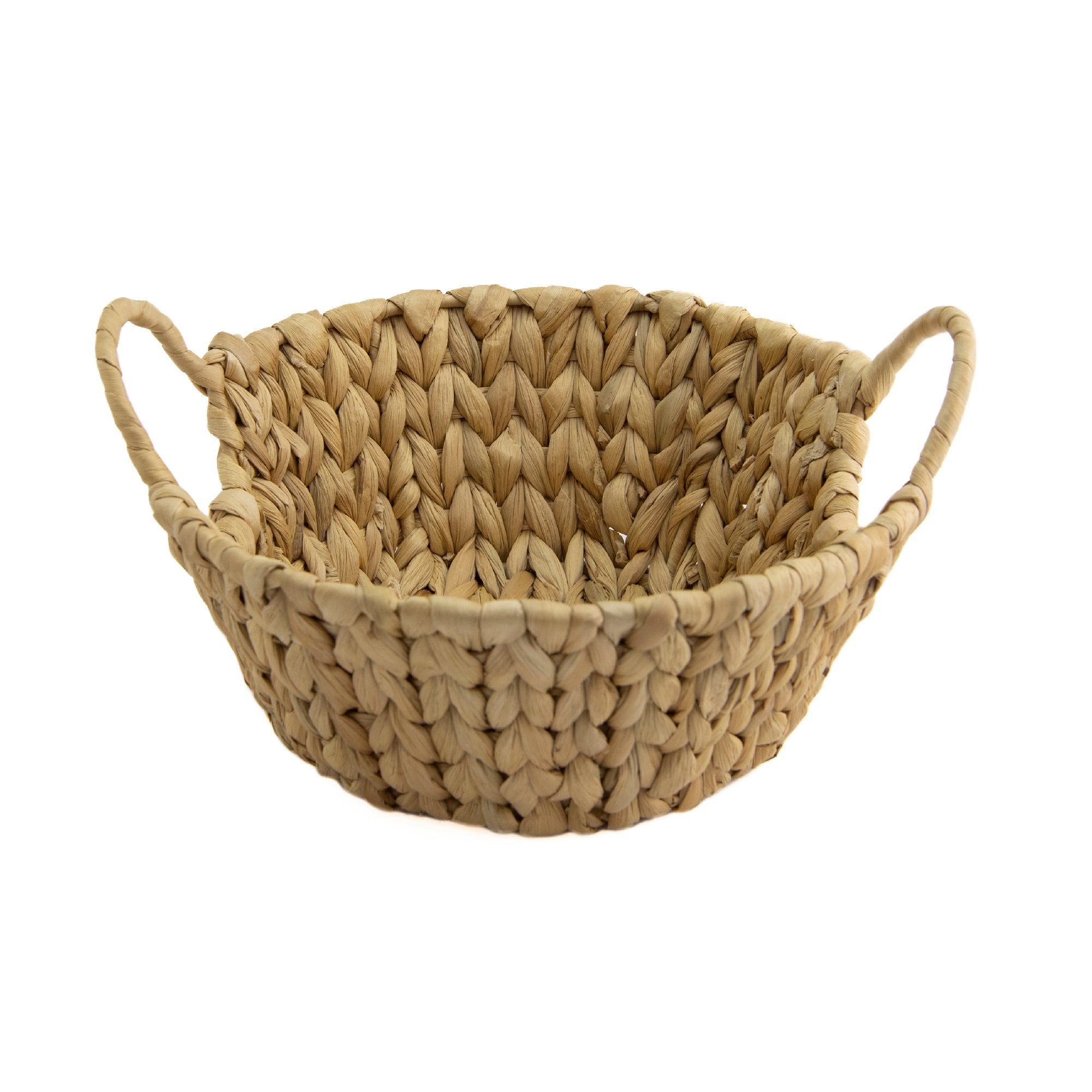 Natural Round Water Hyacinth Basket Featuring Sturdy Iron Frame for Added Support