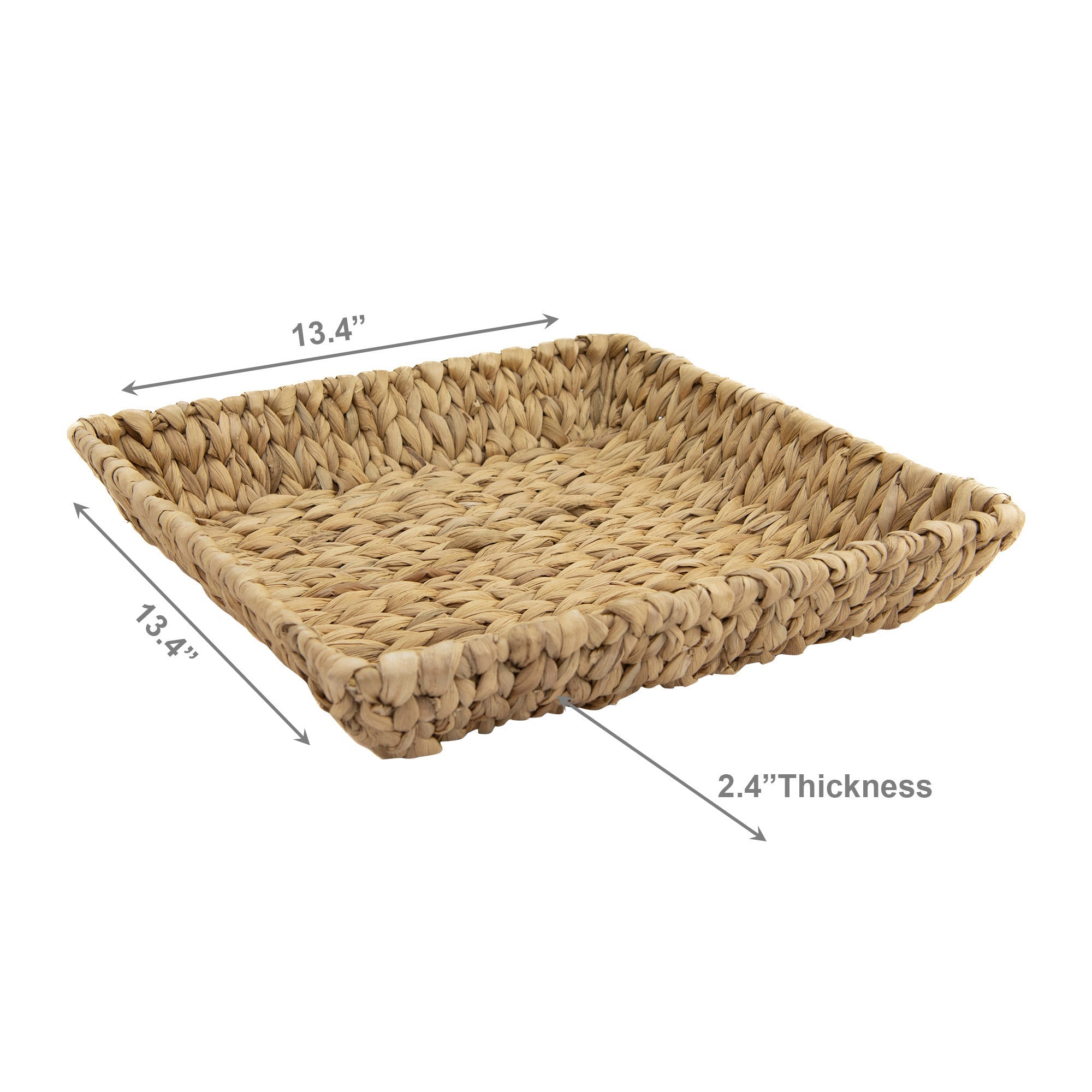 Elegant Natural Square Water Hyacinth Tray with Robust Iron Frame