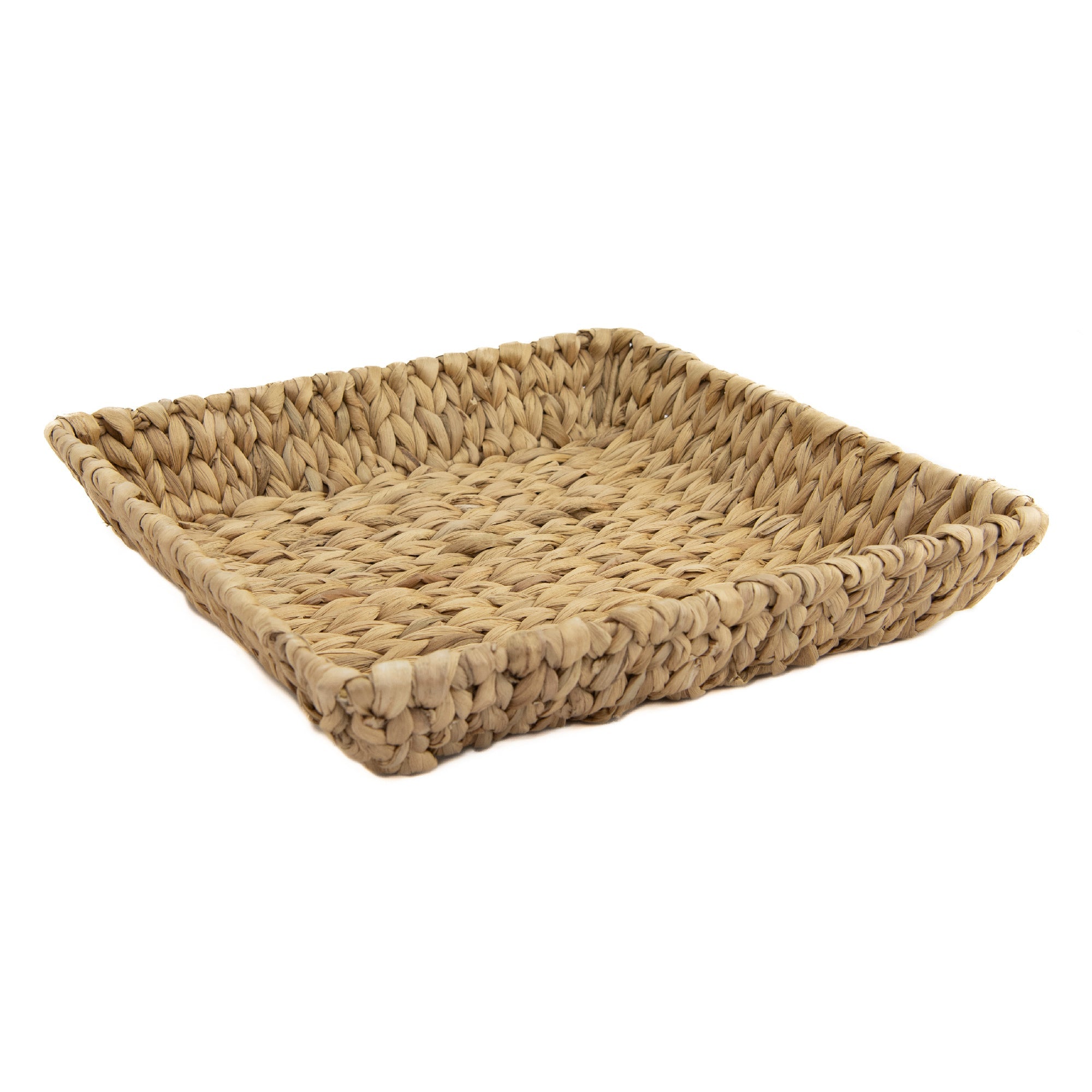 Elegant Natural Square Water Hyacinth Tray with Robust Iron Frame