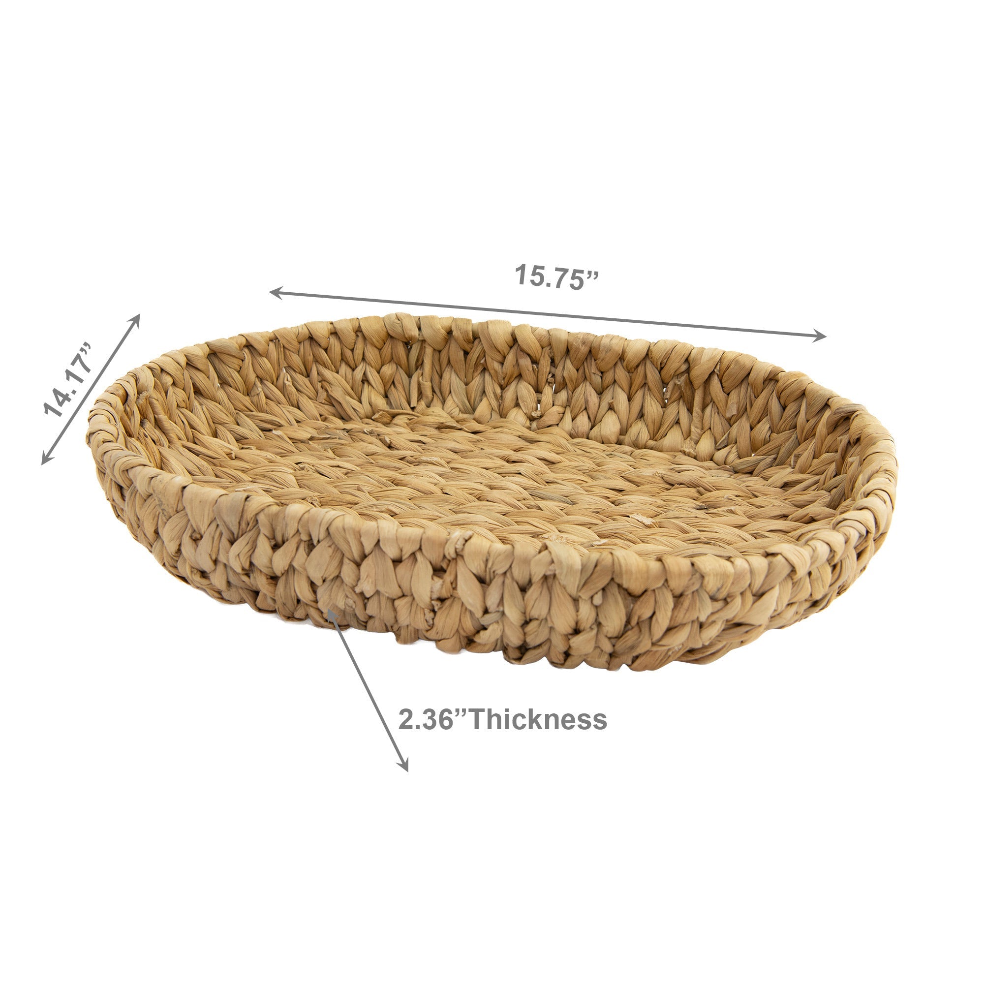 Oval Natural Water Hyacinth Tray with Durable Iron Frame and Rustic Charm