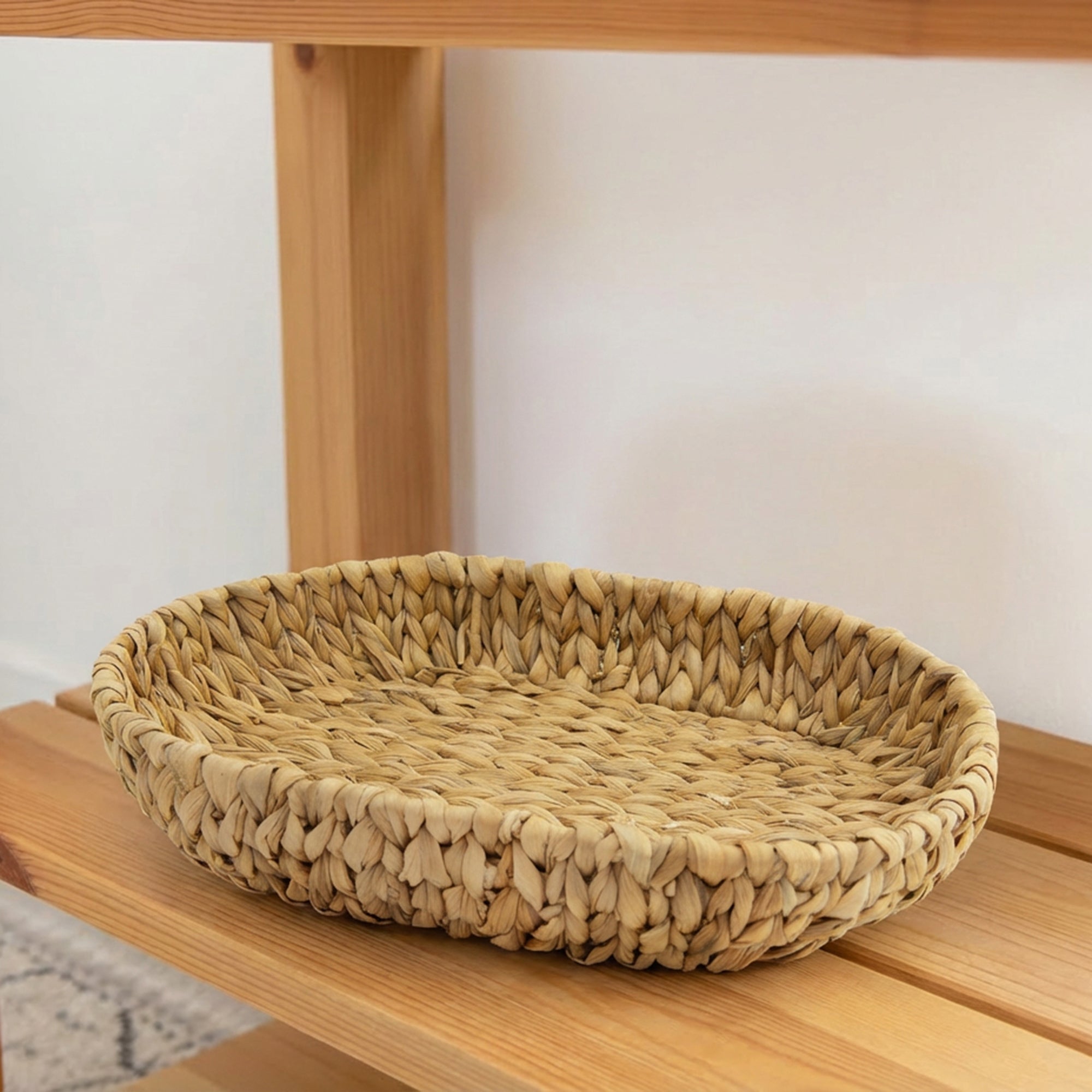 Oval Natural Water Hyacinth Tray with Durable Iron Frame and Rustic Charm