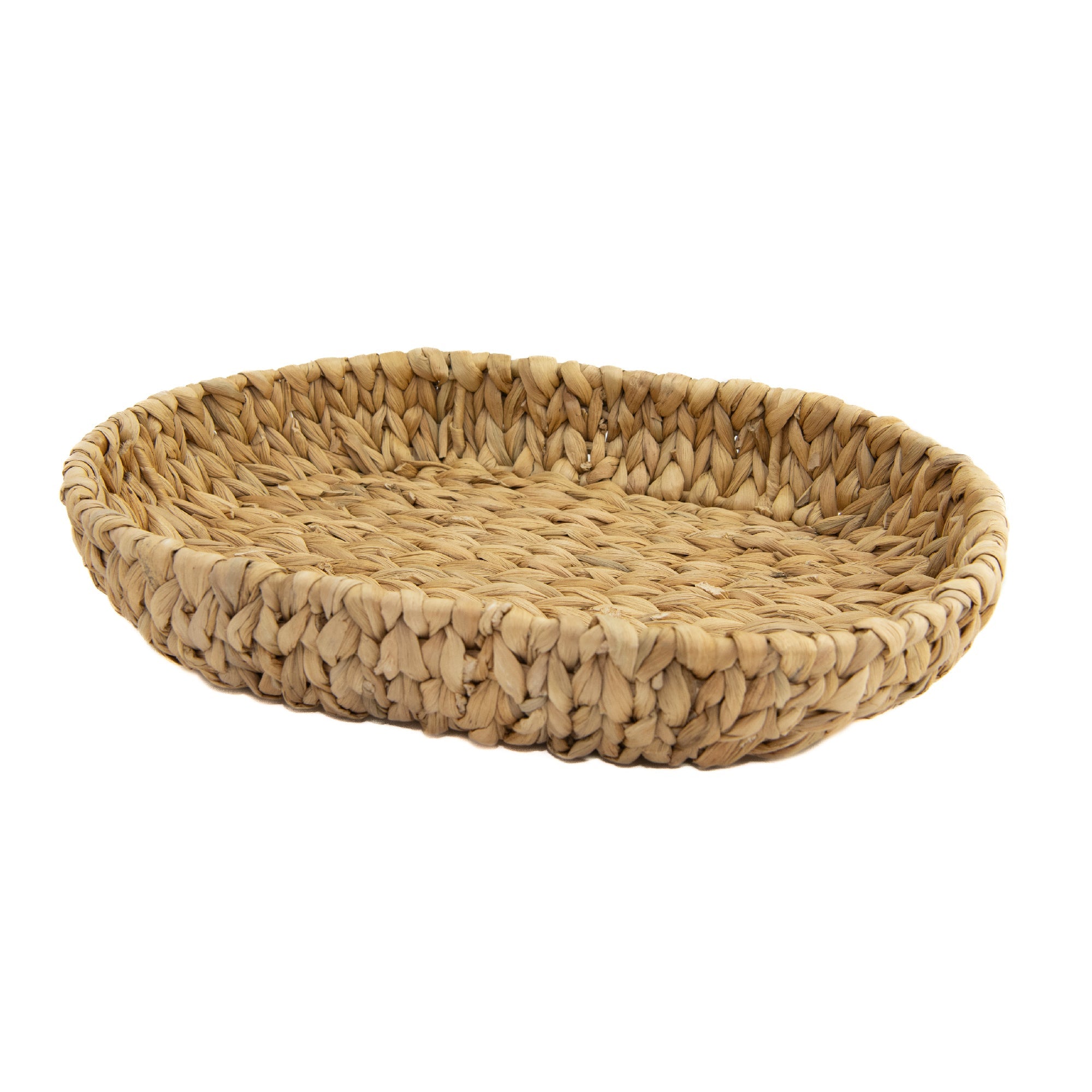 Oval Natural Water Hyacinth Tray with Durable Iron Frame and Rustic Charm